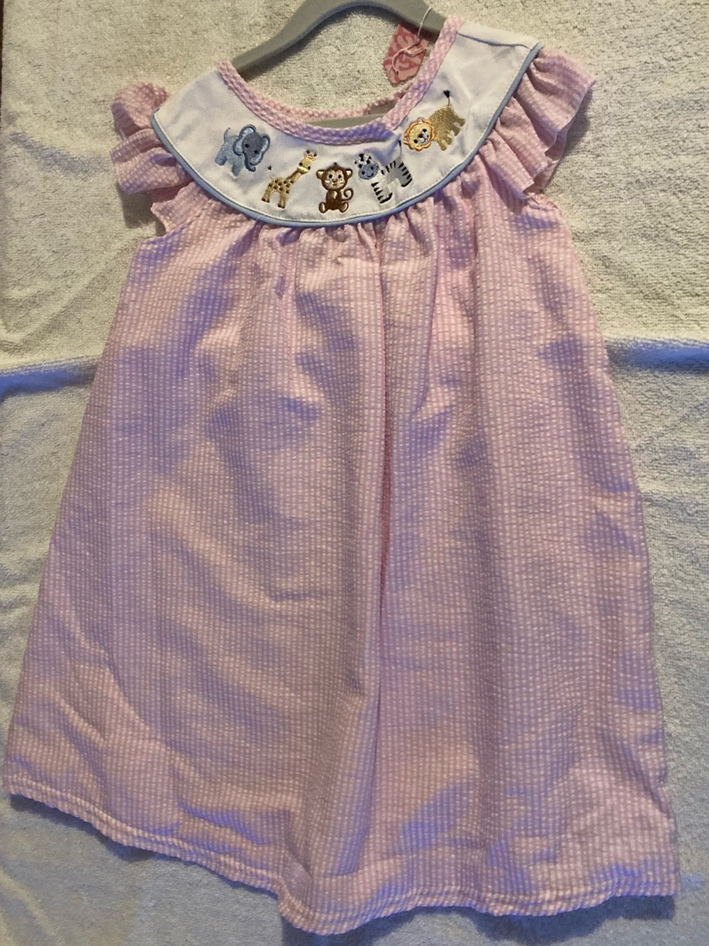 Pink Embroidered Animal Yoke Casual Dress for Girls
